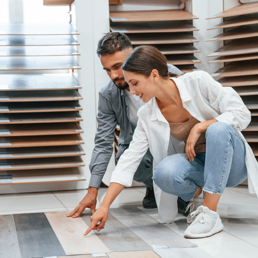 Woman working with flooring design